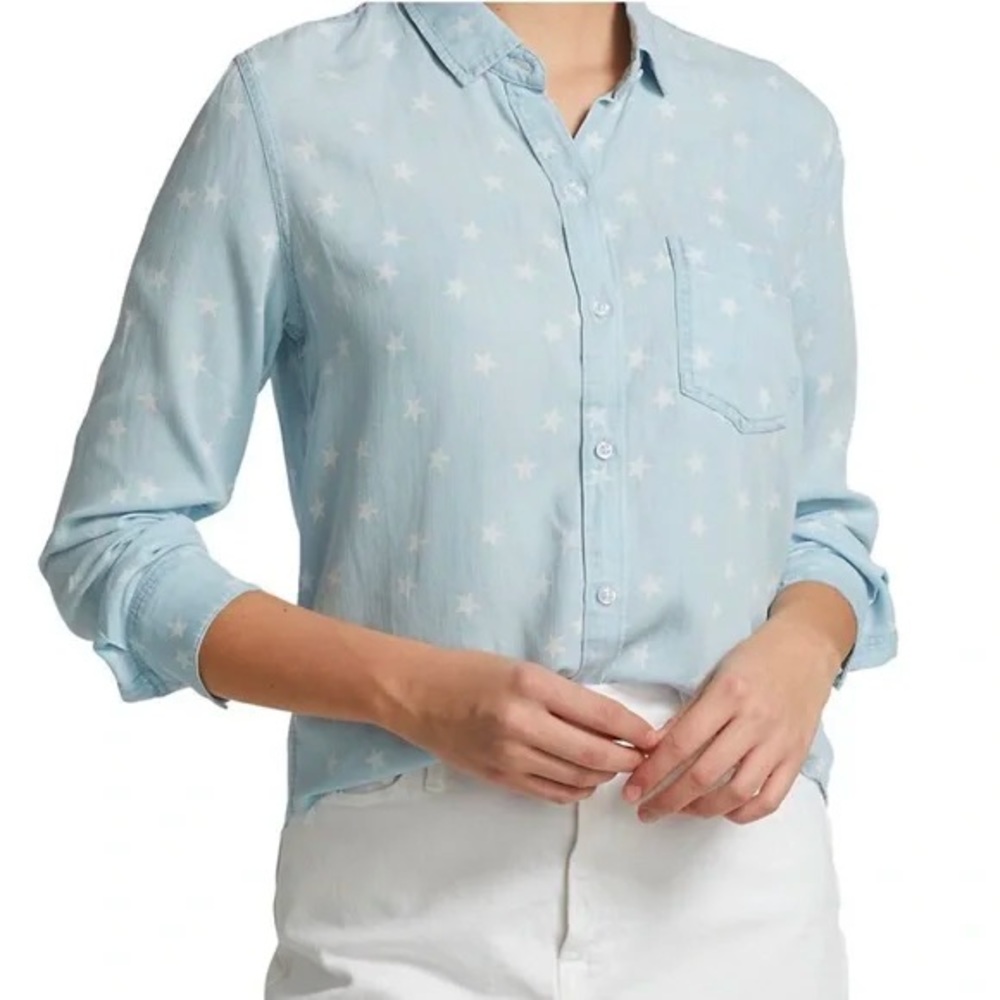Rails Dana Star print chambray denim button up shirt sz Small Coastal Cowgirl